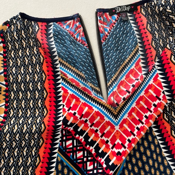BeBop Red and Blue Geometric Mini Dress - Picture 4 of 14